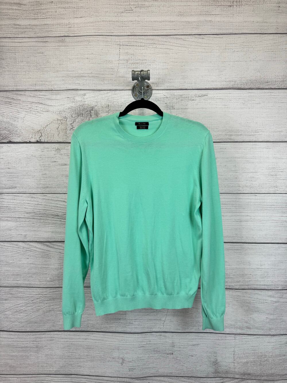 Massimo Dutti Women's Mint Aqua Green Lightweight Crew Sweater Size Medium
